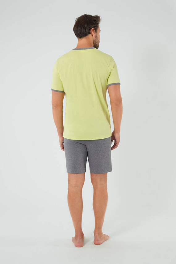 Nikodem Férfi rövid ujjú pizsama, rövidnadrág Olasz divat - lime zöld