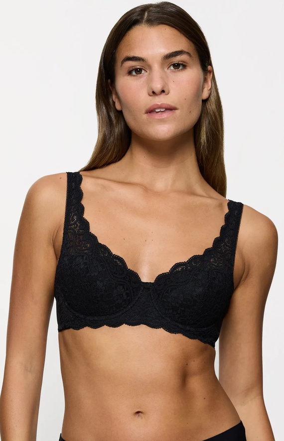 Amourette 300 WHP Triumph fekete - fűzős melltartó, csipke