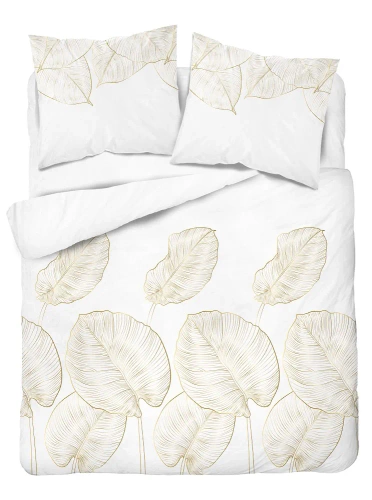 4678 A Home Satin Pościel satynowa liście Detexpol kremowy