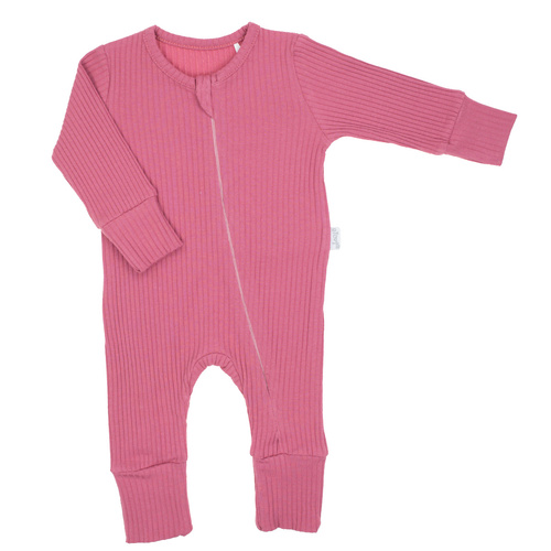 216032 Lala Nicol baba pizsama - bordázott pamut, láb nélkül, ferde cipzárral