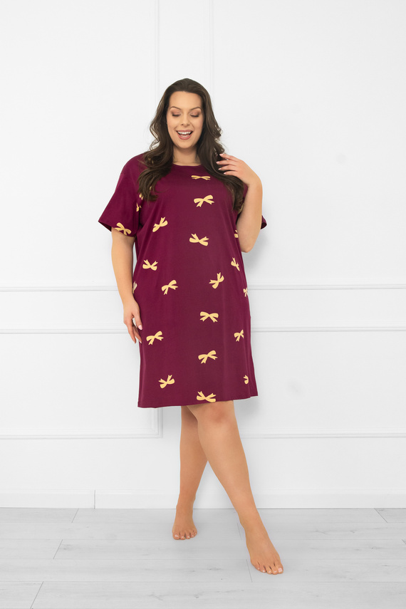 Kwadro Női hálóing Italian Fashion - pamut, rövid ujjú, masnival