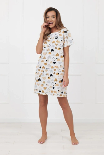 Női hálóing Soraja Italian Fashion - rövid ujjú, pamut, szívecskék