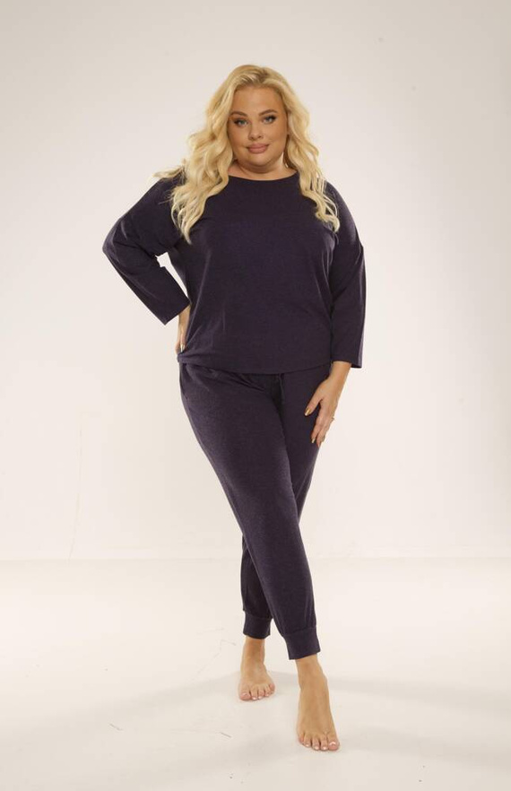 347 Paula Plus Size női pizsama De Lafense - tengerészkék