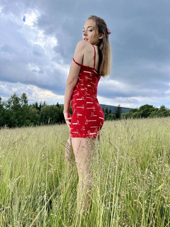 659 Cat Love Forex pántnélküli hálóing - piros