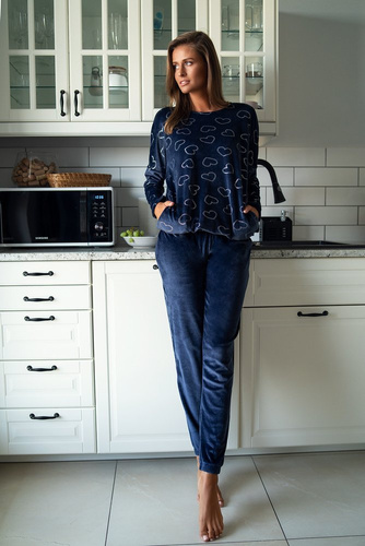 Elixir női szett hosszú. ujj, hossz. olasz divatnadrág tengerészkék