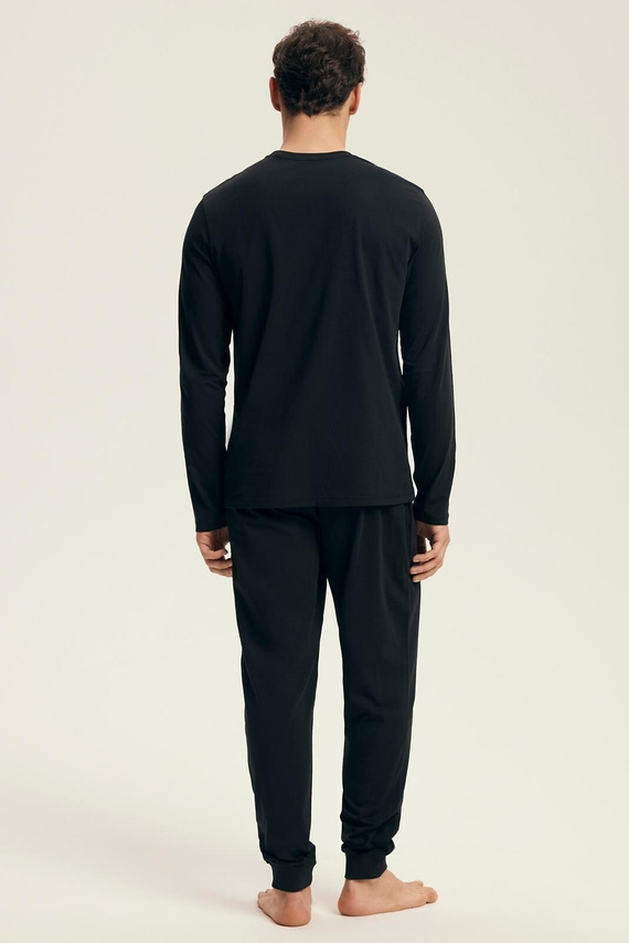 Henderson Core 43469 Loger férfi pizsama fekete - pamut, hosszú ujjú, elegáns csomagolásban