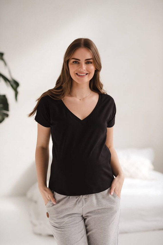 Two Ways bluzka ciążowa i do karmienia dwustronna krótki rękaw Milk&Love czarny