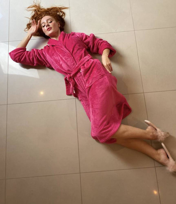 628 Abigail Long Forex női fürdőköpeny - málna