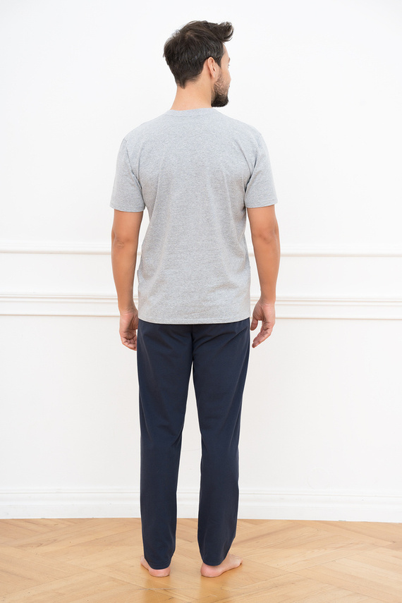 Alcest Férfi rövid ujjú pizsama, hosszú nadrág Olasz divat - tengerészkék