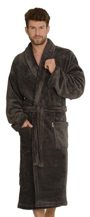 811 De Lafense férfi plüss fürdőköpeny - szürke