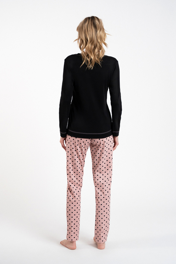 Bonilla Női pizsama hosszú ujjú, hosszú nadrág olasz divat fekete/print