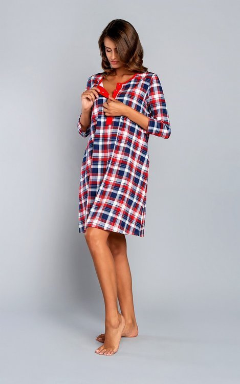 Rugia kismama és szoptatós hálóing 3/4 ujjú olasz divat - piros