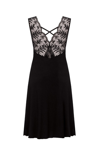 Hálóing Petra KM29 Mefemi by Nipplex fekete - viszkóz, csipke, vádlihosszúságú, vékonytalpú