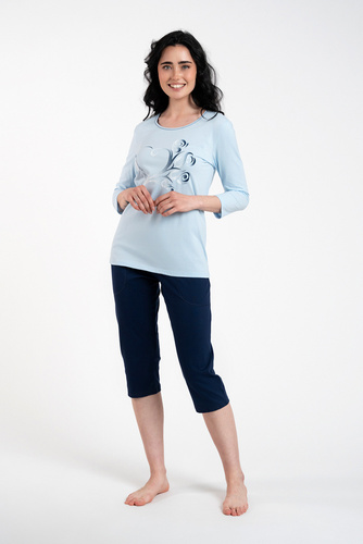 Arietta női pizsama 3/4 ujjú és 3/4 nadrág olasz divat - kék