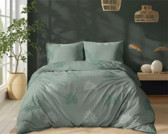 5503 B Pamut zsálya ágynemű geometrikus páfránylevelekkel Naturalis- Detexpol