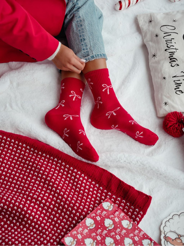 0200.198 Bows - női pamut zokni Milena, piros