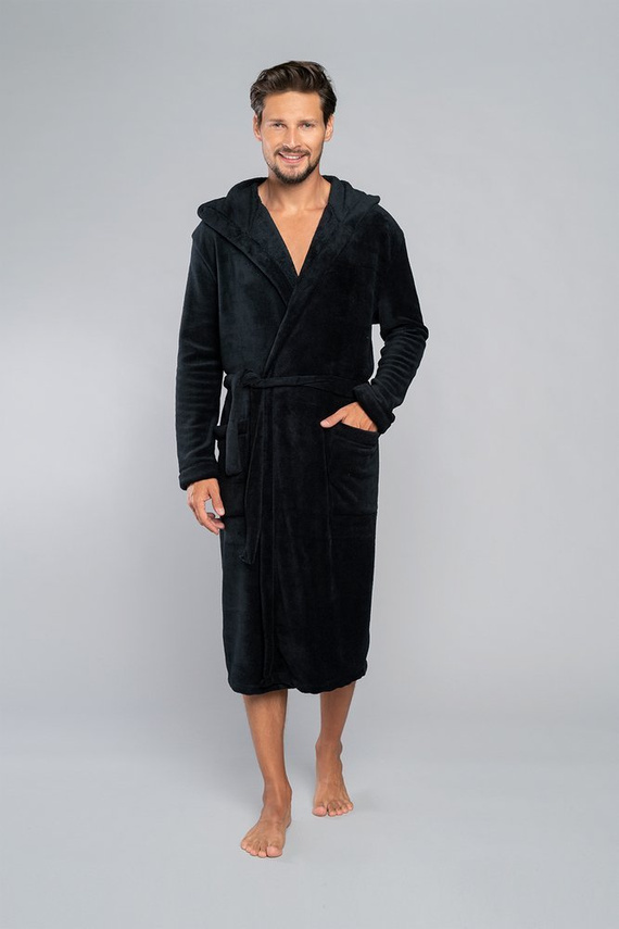 Mimas Férfi fürdőköpeny kapucnival olasz divat - grafit