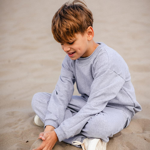 Simply Comfy Gyermek pulóver Eevi - oversize, 100% pamut, szürke