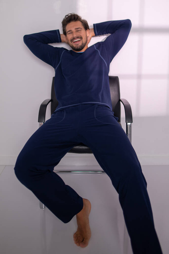 Salomon Férfi hosszú ujjú pizsama, hosszú nadrág Olasz divat - tengerészkék/kék