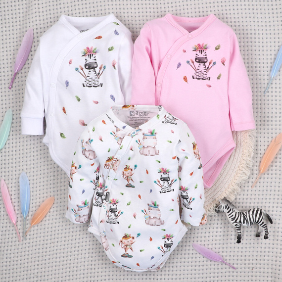 ABN-5531 Nini Happy Animals borítékos bodysuit bio pamutból csecsemőknek - nikkelmentes záróelemek, 100%-os biztonsággal