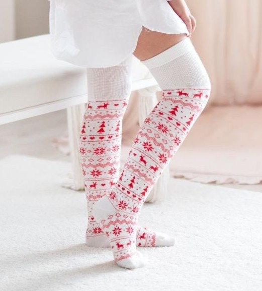 1177.001 Gyermek karácsonyi zokni Milena - puha pamut, ekrü színű