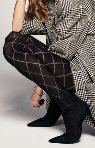 Grandi Tights Rombo 60 den Veneziana fekete - geometrikus mintás, puha és rugalmas