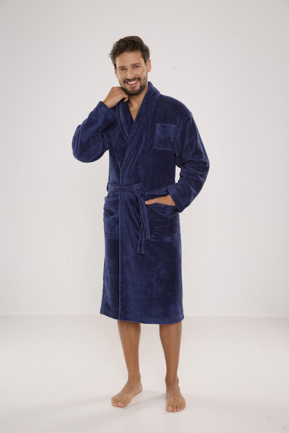 811 De Lafense férfi plüss fürdőköpeny - farmer