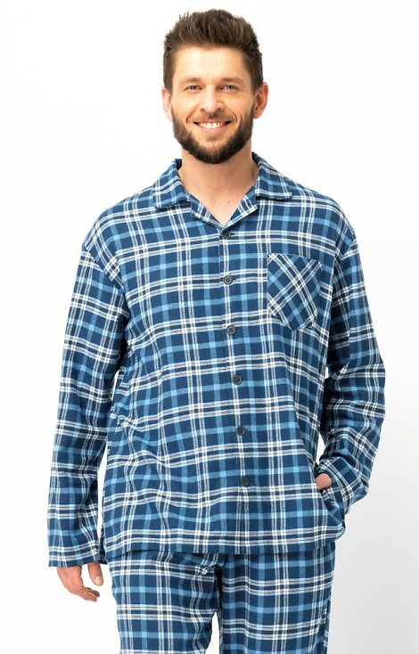 MNS 492 Key jeans férfi pizsama - kockás flanel, pamut