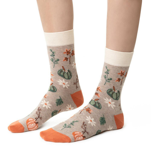 Női zokni Steven Planet Earth art.017 bézs melange 045- pamut, minták, kényelem