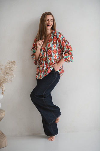 Bahama Mama Milk&Love kismama blúz boho mintás - viszkóz, 3/4 ujjú, oversize