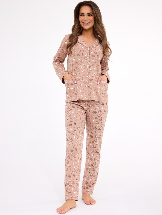 482/434 Smile 4 Cornette női pizsama - pamut, kigombolt, gallérral, gallérral