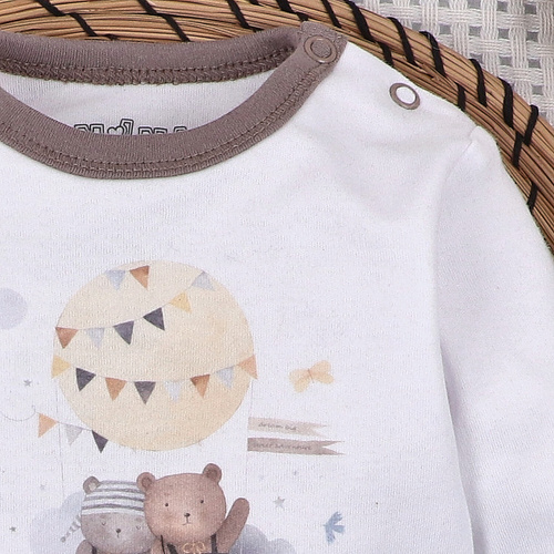 ABN-5541 Nini Happy Animals baba blúz bio pamutból - nikkelmentes varrás, bio, lengyel gyártás