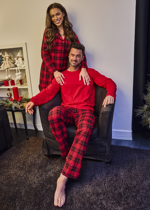 104/433 Tracy Cornette kigombolt ing - pamut, kigombolva, piros kockás, hosszú ujjú, hosszú ujjú