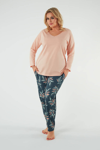 Julietta Női pizsama hosszú ujjú, hosszú nadrágos olasz divat - lazac/print