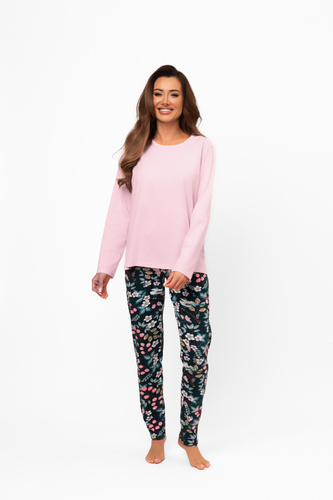 Női pamut pizsama Marisal - hosszú ujjú, hosszú nadrág Olasz divat