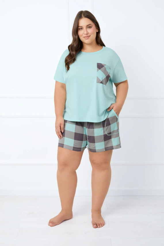 Sandra Női rövid ujjú pizsama, rövid nadrág Italian Fashion - világos türkizkék