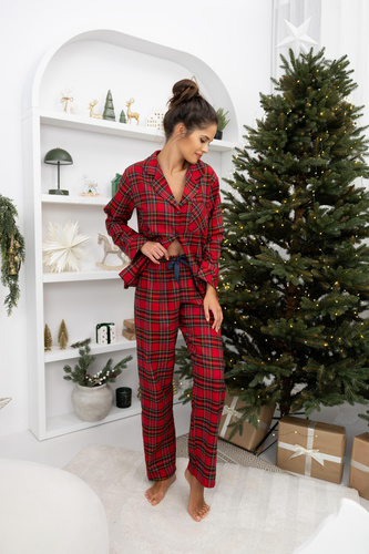 Dayana Sensis női pizsama - flanel, hosszú, kockás