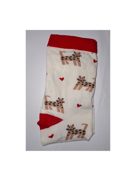 0200.196 Kis macskák és szívecskék Milena - női zokni, Ecru