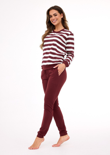 635/468 Cornette Molly 3 női pizsama | Pamut, ekrü-barna csíkos, zsebes nadrág | Pamut, ekrü-barna csíkos, zsebes nadrágok