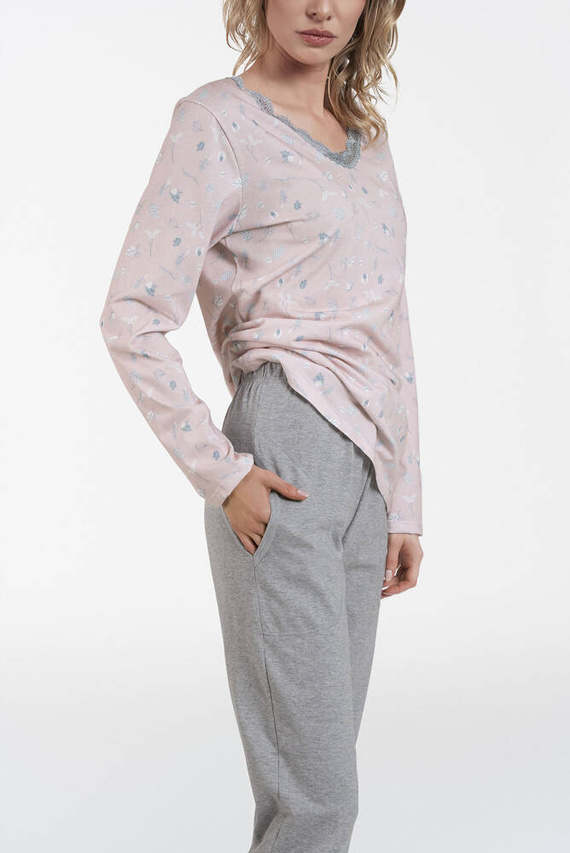 Simona Női hosszú ujjú pizsama és hosszú nadrág Italian Fashion - print/melange