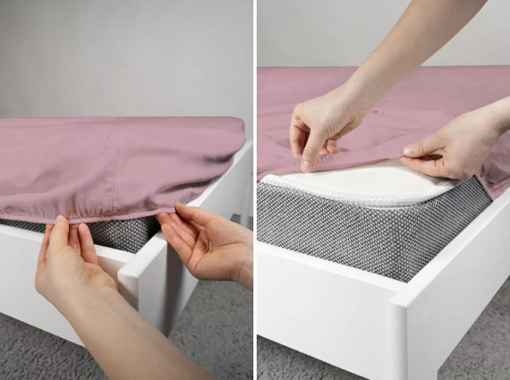 Poly Detexpol mikroszatén gumis lepedő sima és praktikus pastel pink