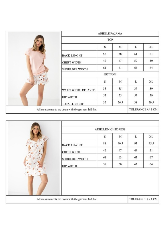 Sensis Arielle ekrü bambusz és pamut női pizsama, rövid ujjú, rövidnadrág, rövidnadrág