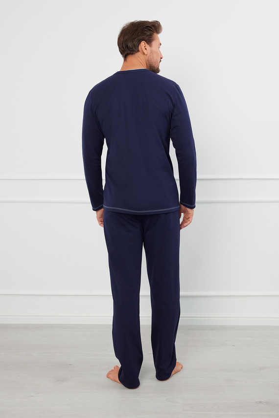 Salomon Férfi hosszú ujjú pizsama, hosszú nadrág Olasz divat - tengerészkék/kék