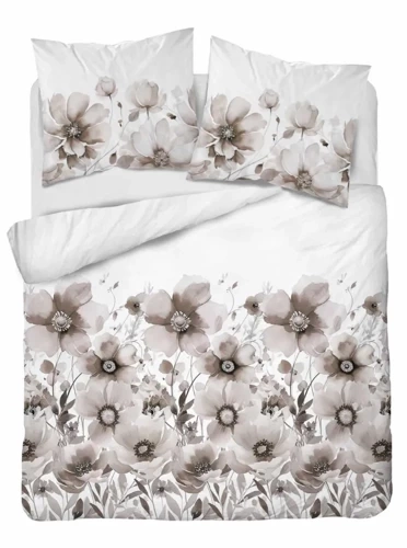 4923 B Home Satin Pościel satynowa kwiaty Detexpol beżowy