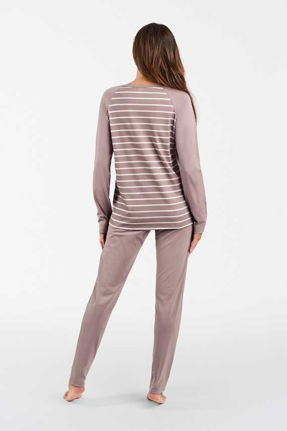 Oda Női hosszú ujjú pizsama, hosszú nadrág Italian Fashion - cappuccino/cappuccino nyomtatással