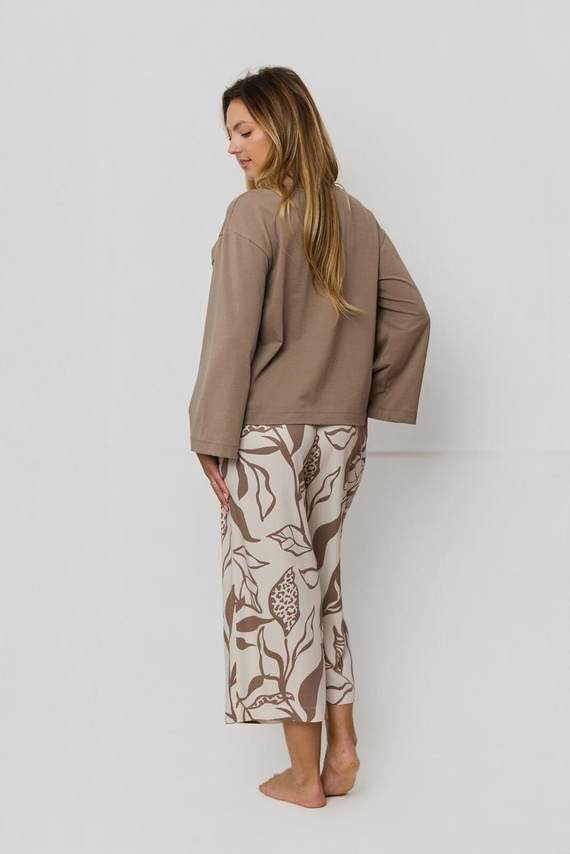 Női pizsama Luna PS75 Mefemi by Nipplex mokka - Pamut póló + Viszkóz 7/8 nadrág | Prémium kényelem és stílus
