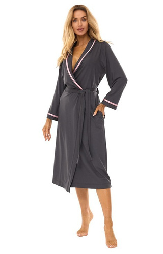 2506 Női hosszú viszkóz köpeny L&L grafit - könnyű, légáteresztő