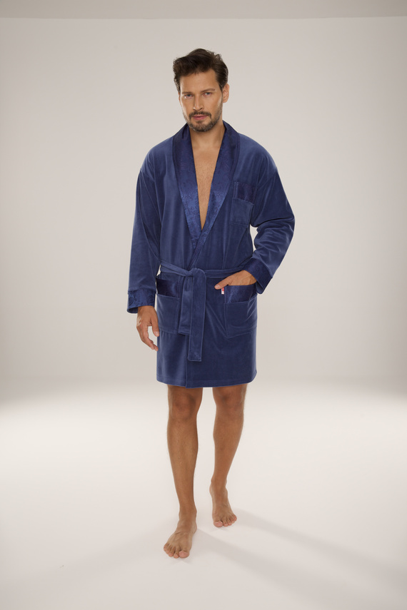 866 Noble Férfi De Lafense velúr fürdőköpeny - rövid, elegáns, pamut - denim