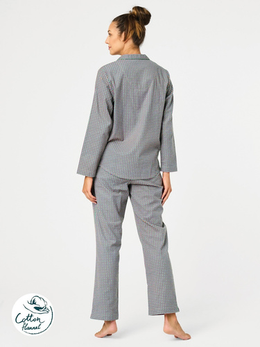 Női pizsama LNS 429 Key peplite - pamut, hosszú ujjú, gombos, gombos