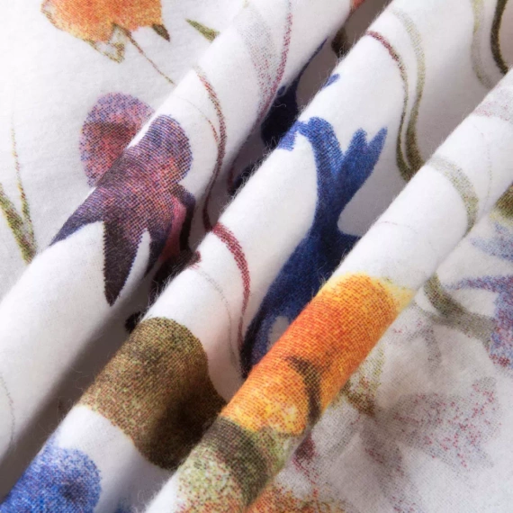 31512/1 Flanel ágynemű Flanelove Darymex fehér színes virágos szett, 100% pamut, meleg és puha